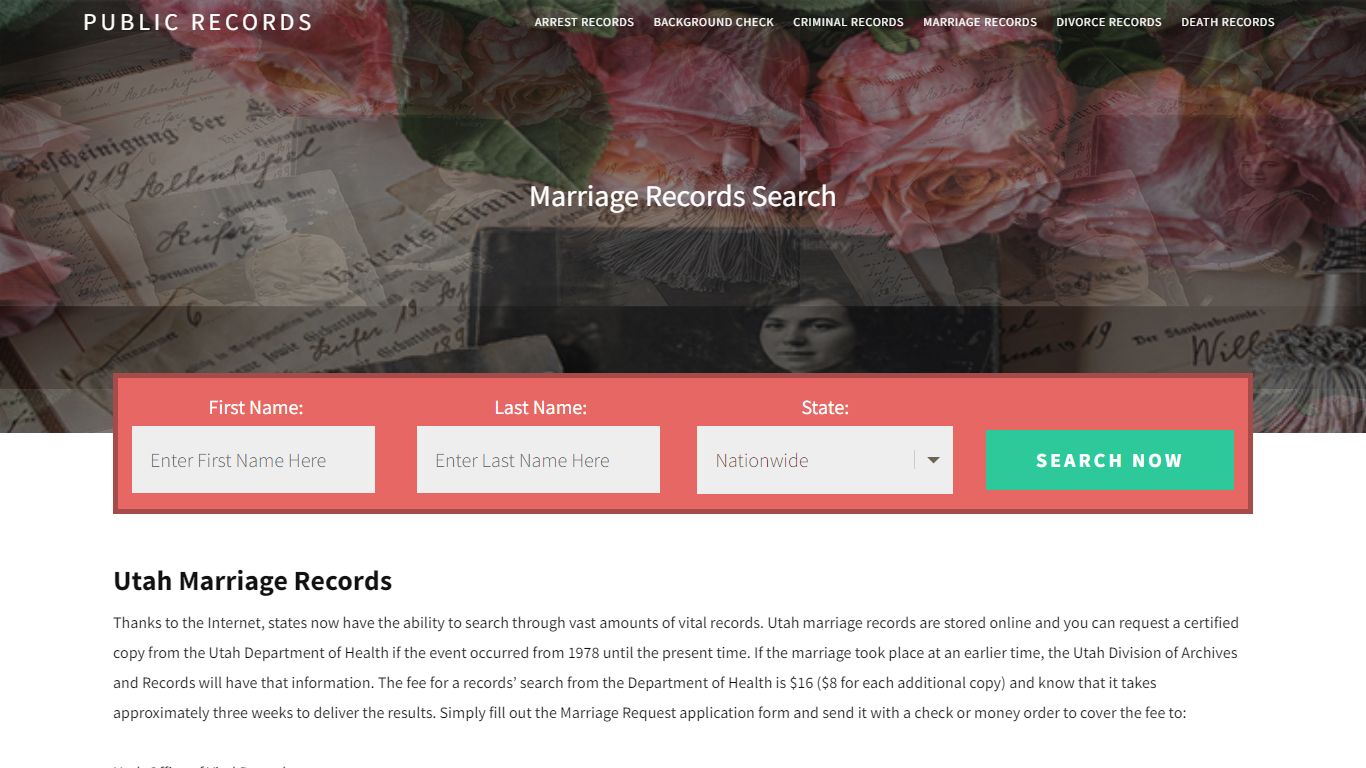 Utah Marriage Records | Enter Name and Search. 14Days Free